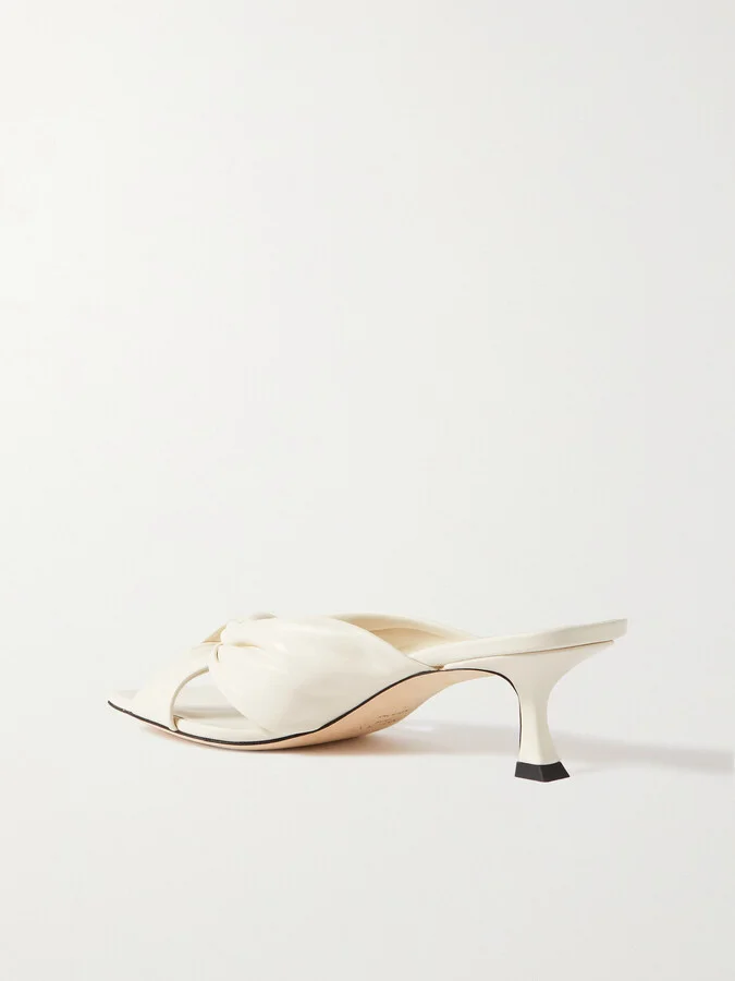 Jimmy Choo - Avenue 50 Knotted Leather Mules - Off-white - Image 3
