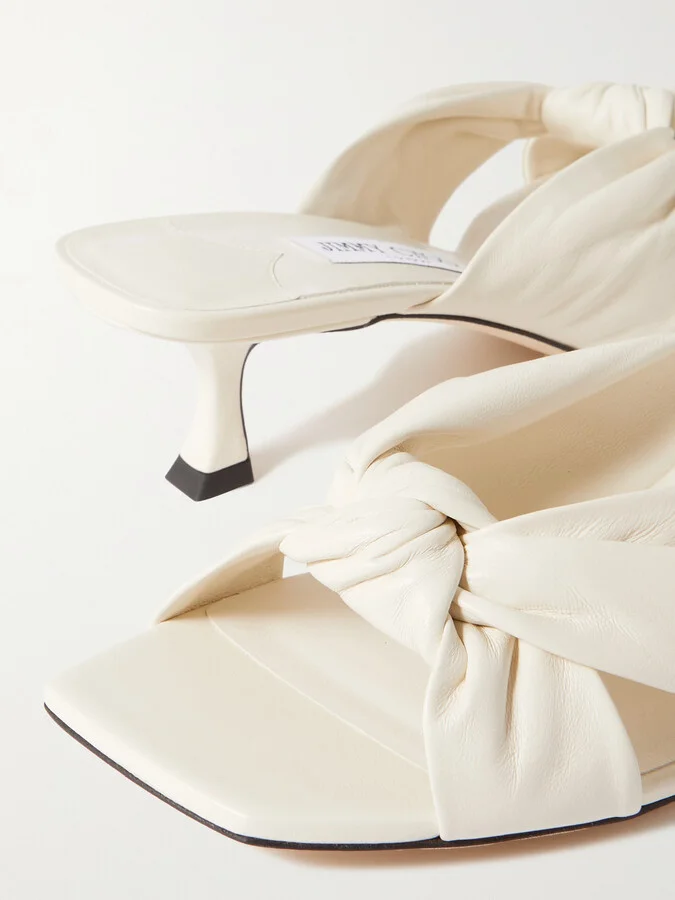 Jimmy Choo - Avenue 50 Knotted Leather Mules - Off-white - Image 4