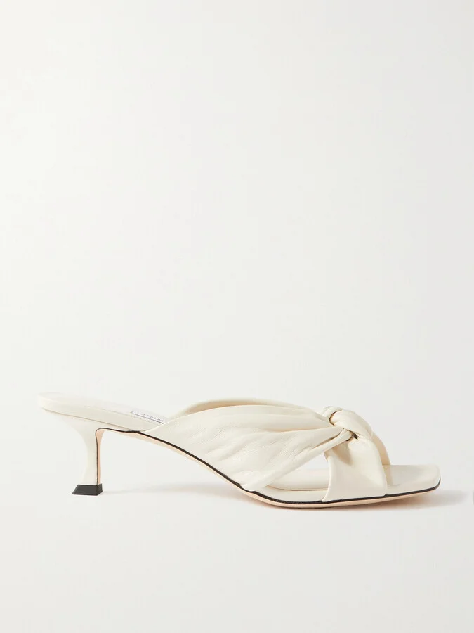 Jimmy Choo - Avenue 50 Knotted Leather Mules - Off-white