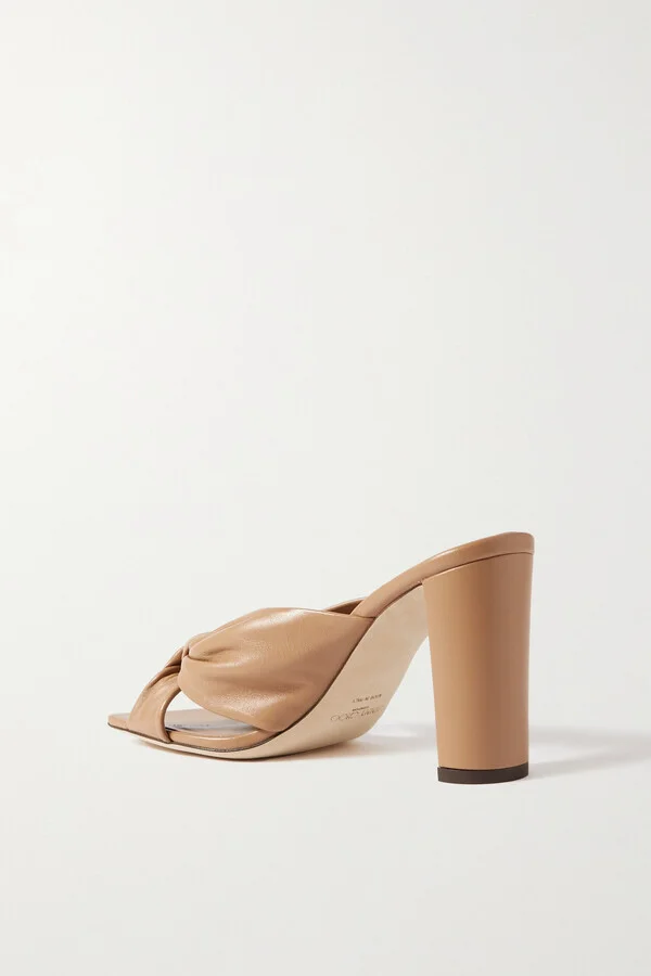 Jimmy Choo - Avenue 85 Knotted Leather Mules - Neutrals - Image 3