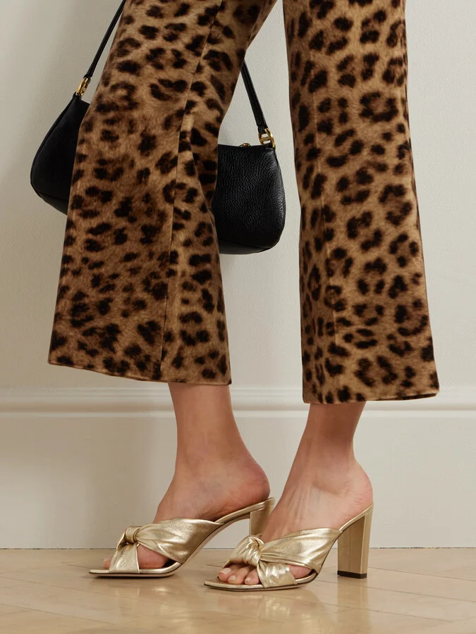 Jimmy Choo - Avenue 85 Knotted Metallic Leather Mules - Gold - Image 2