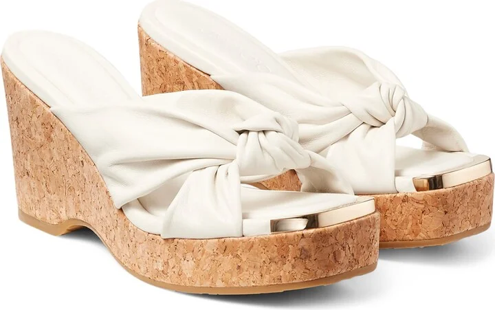 Jimmy Choo Avenue 95 Leather Wedge Sandals - Image 3