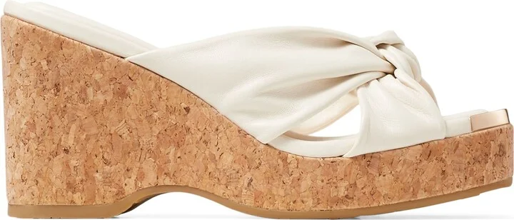 Jimmy Choo Avenue 95 Leather Wedge Sandals