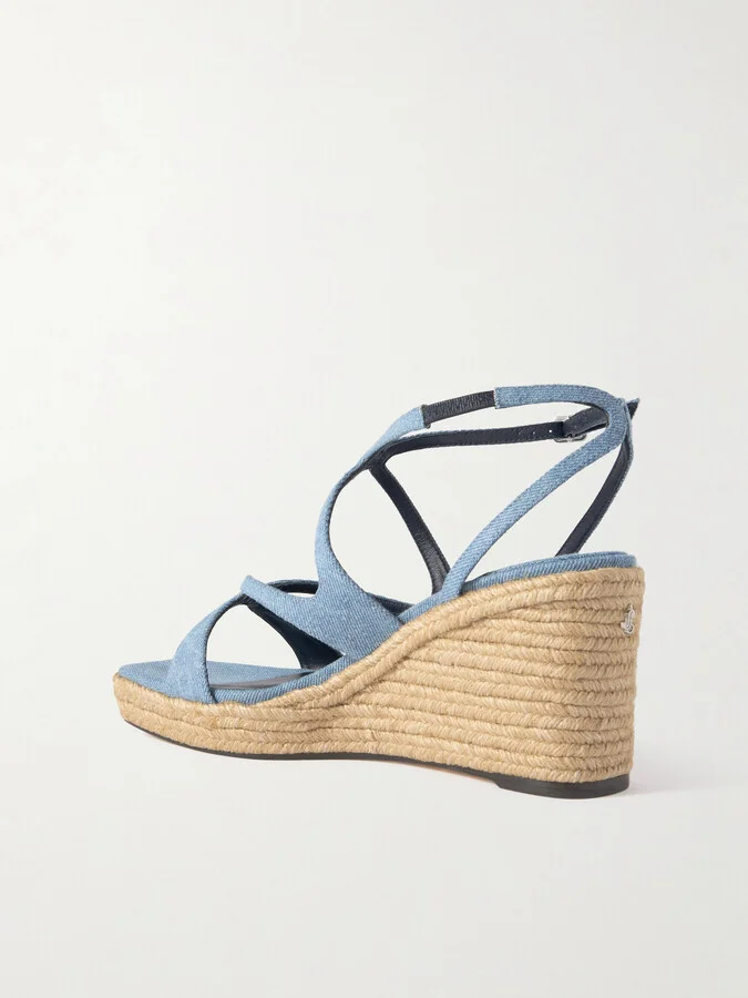 Jimmy Choo - Ayla 85 Denim Platform Espadrilles - Blue - Image 3