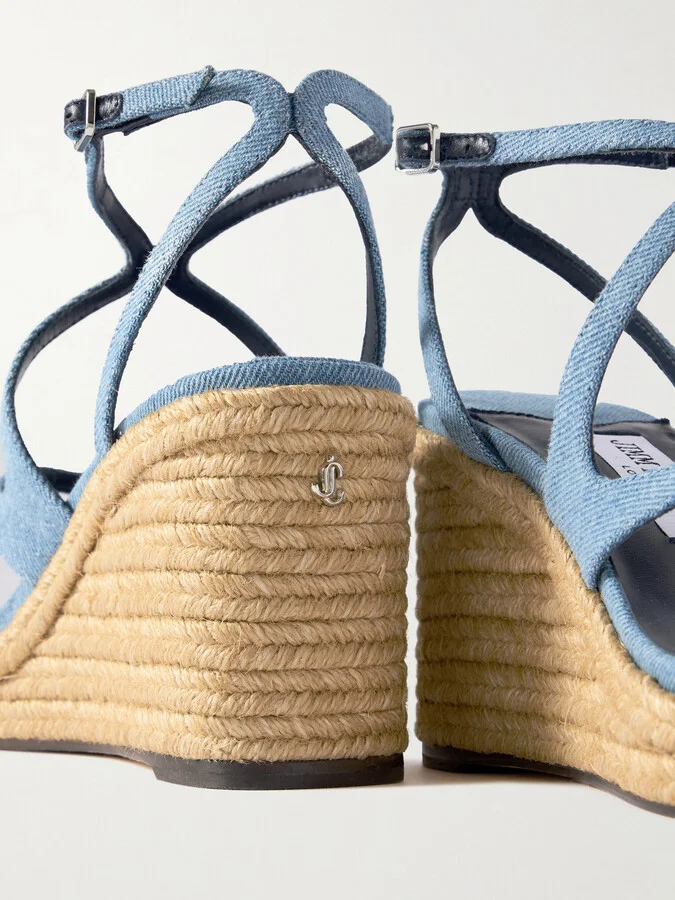 Jimmy Choo - Ayla 85 Denim Platform Espadrilles - Blue - Image 4