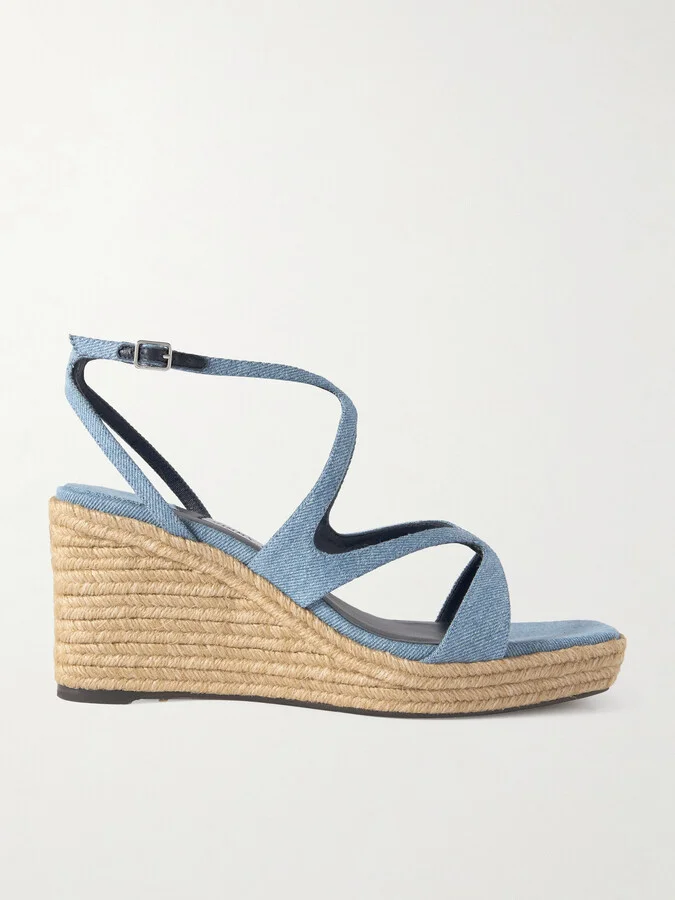 Jimmy Choo - Ayla 85 Denim Platform Espadrilles - Blue