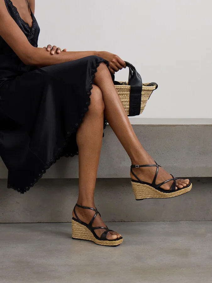 Jimmy Choo - Ayla 85 Leather Platform Espadrilles - Black - Image 2