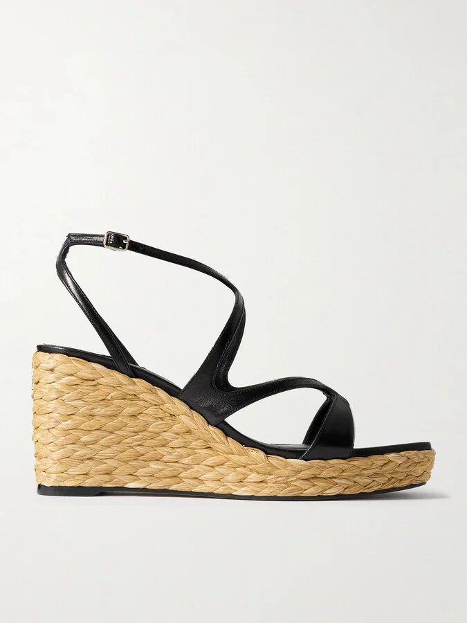 Jimmy Choo - Ayla 85 Leather Platform Espadrilles - Black
