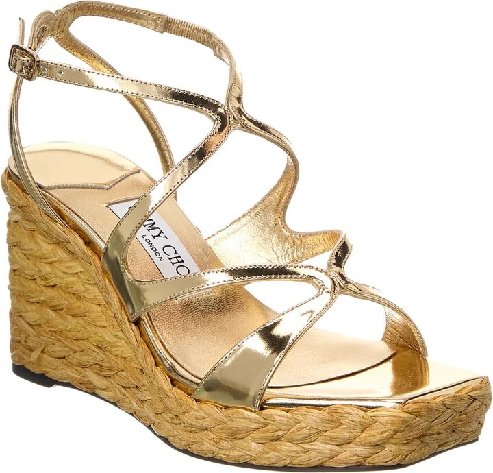 Jimmy Choo Ayla 85 Leather Wedge Sandal