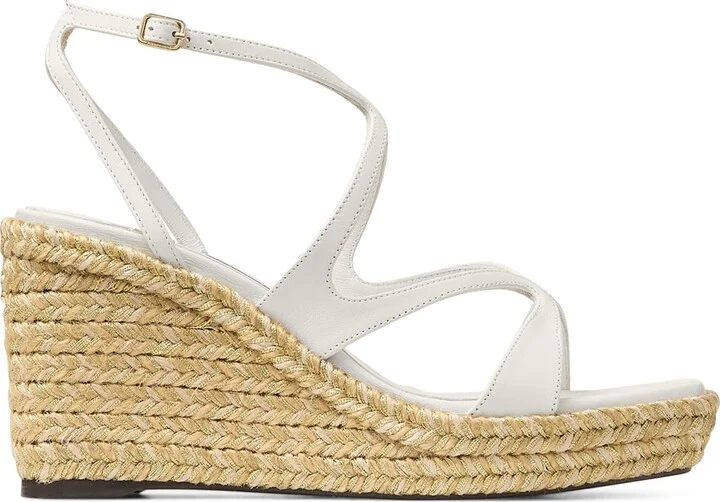 Jimmy Choo Ayla 85 Leather Wedge Sandals