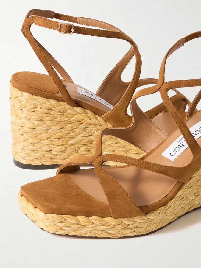 Jimmy Choo - Ayla 85 Suede Platform Espadrilles - Brown - Image 4