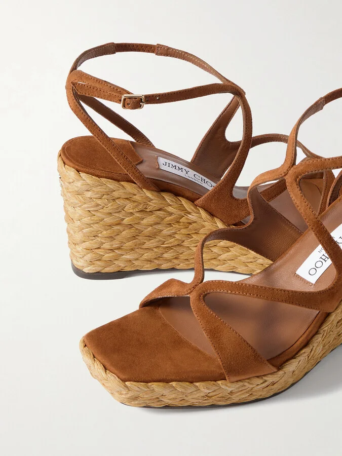 Jimmy Choo - Ayla 85 Suede Platform Espadrilles - Brown - Image 4
