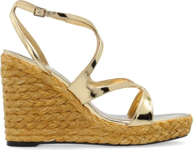 Jimmy Choo Ayla Square-Toe Wedged Sandals