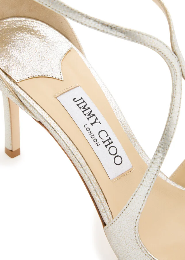 Jimmy Choo Azia 75 Champagne Glitter Designer Leather Sandals UK 6 / EU39 - Image 4
