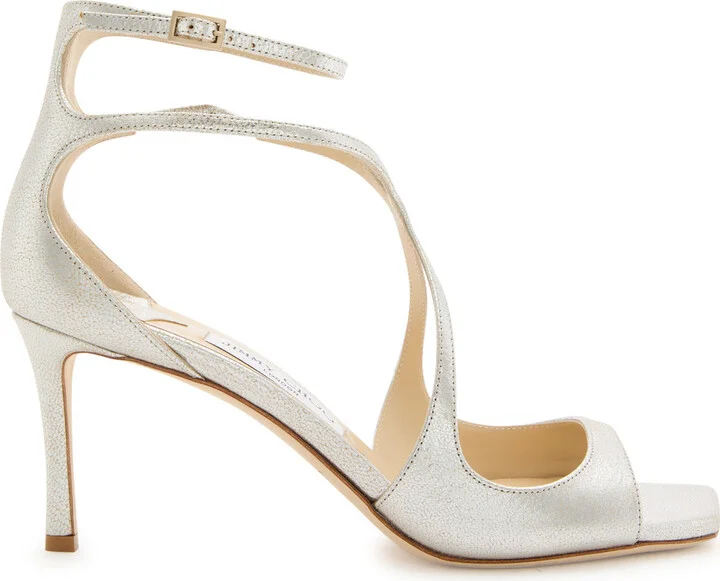 Jimmy Choo Azia 75 Champagne Glitter Designer Leather Sandals UK 6 / EU39