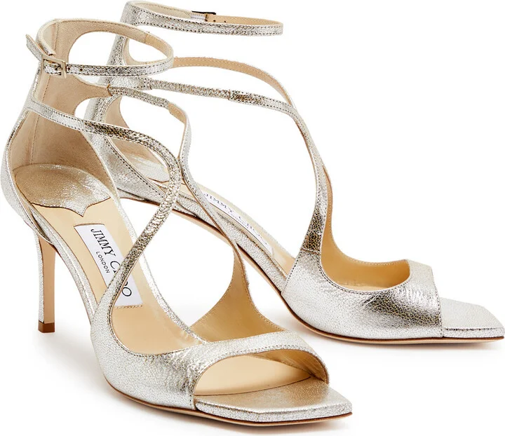 Jimmy Choo Azia 75 Metallic Leather Sandals - Image 2