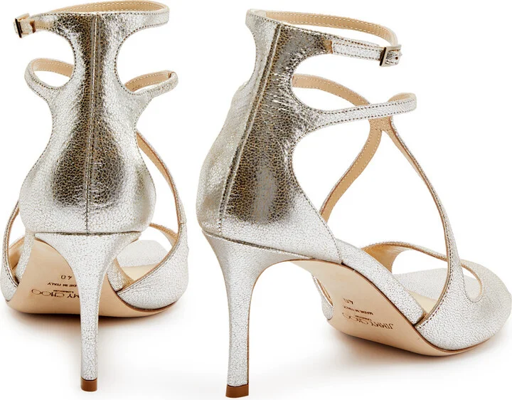 Jimmy Choo Azia 75 Metallic Leather Sandals - Image 3