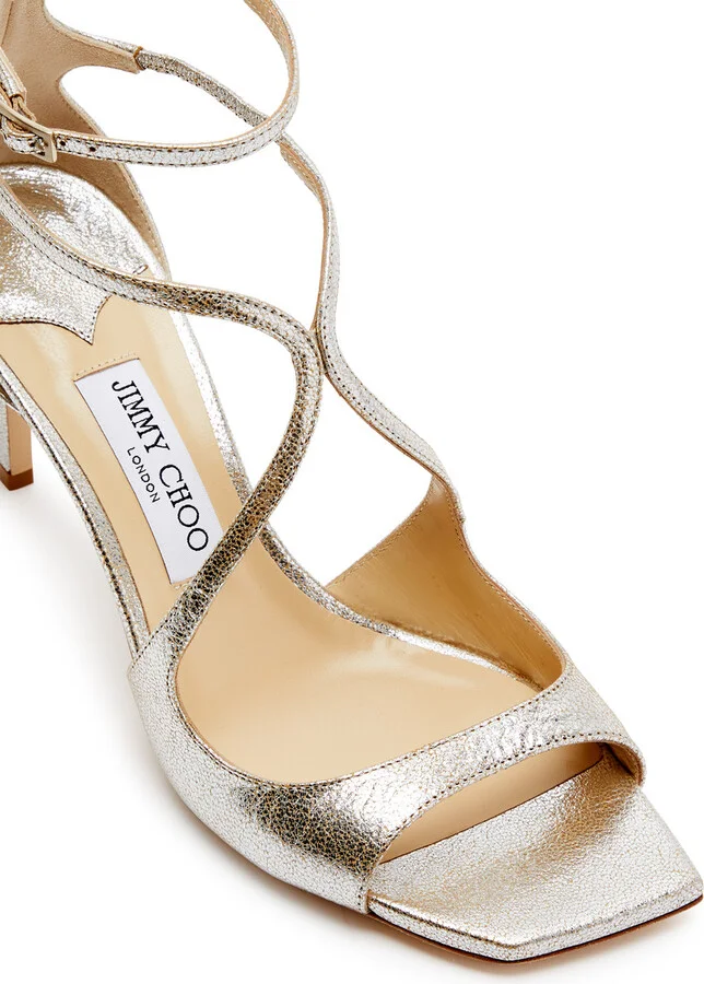 Jimmy Choo Azia 75 Metallic Leather Sandals - Image 4