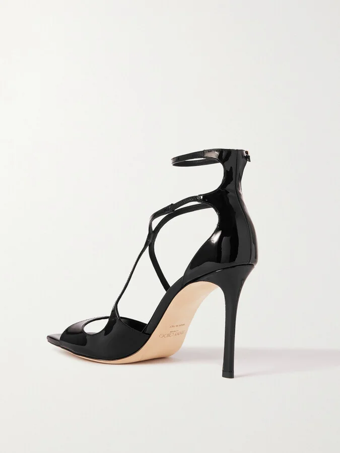 Jimmy Choo - Azia 95 Patent-leather Sandals - Black - Image 3