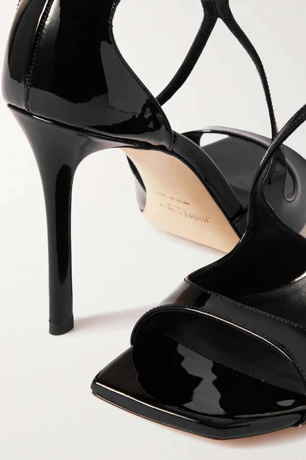 Jimmy Choo - Azia 95 Patent-leather Sandals - Black - Image 4