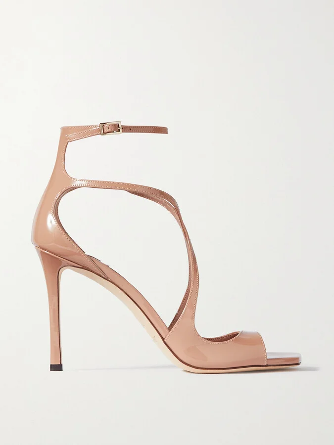 Jimmy Choo - Azia 95 Patent-leather Sandals - Neutrals