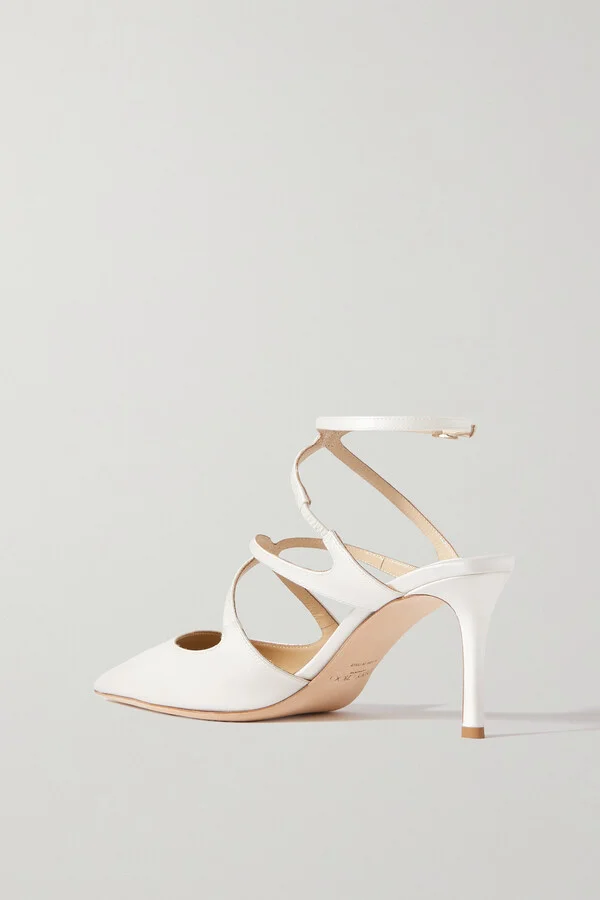 Jimmy Choo - Azia 95 Satin Point-toe Pumps - White - Image 3