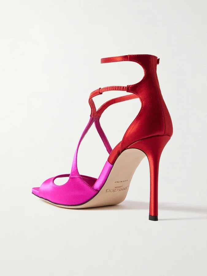 Jimmy Choo - Azia 95 Two-tone Satin Sandals - Pink - Image 3