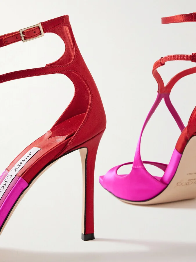 Jimmy Choo - Azia 95 Two-tone Satin Sandals - Pink - Image 4