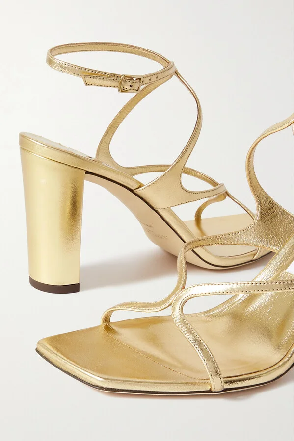 Jimmy Choo - Azie 85 Metallic Leather Sandals - Gold - Image 4
