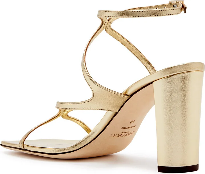 Jimmy Choo Azie 95 Metallic Leather Sandals - Image 2