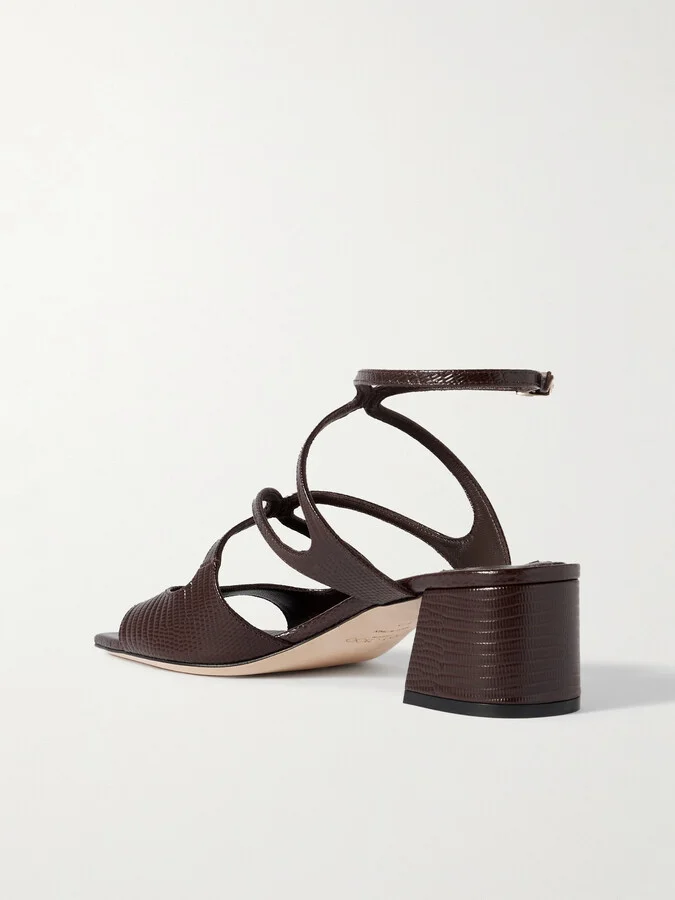 Jimmy Choo - Azilia 45 Lizard-effect Leather Sandals - Brown - Image 3