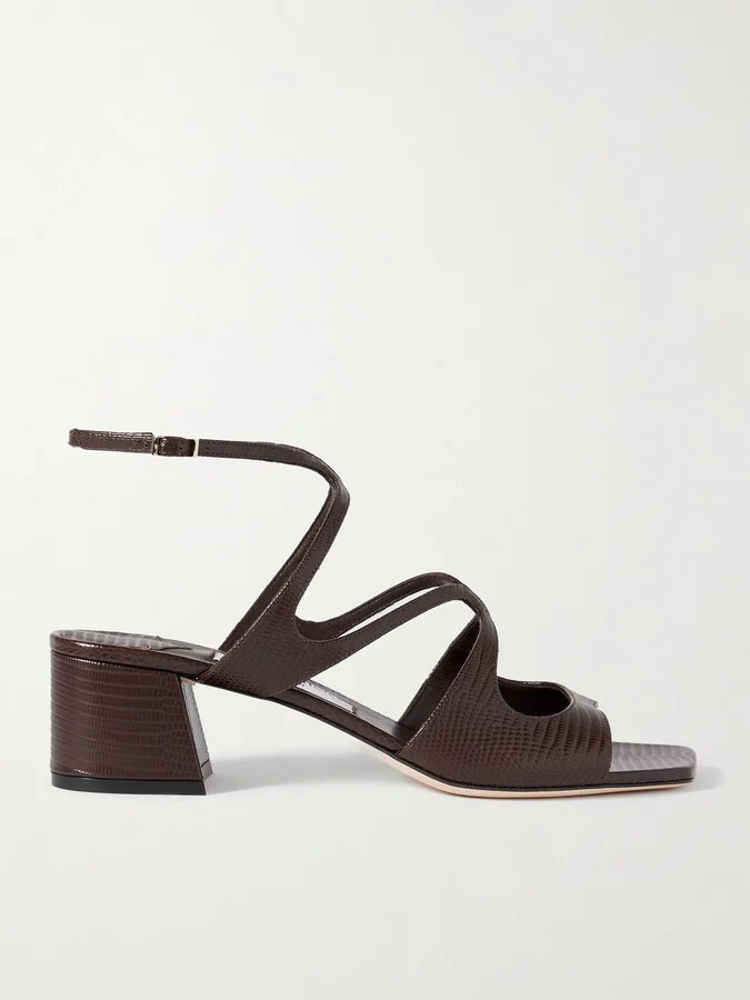 Jimmy Choo - Azilia 45 Lizard-effect Leather Sandals - Brown