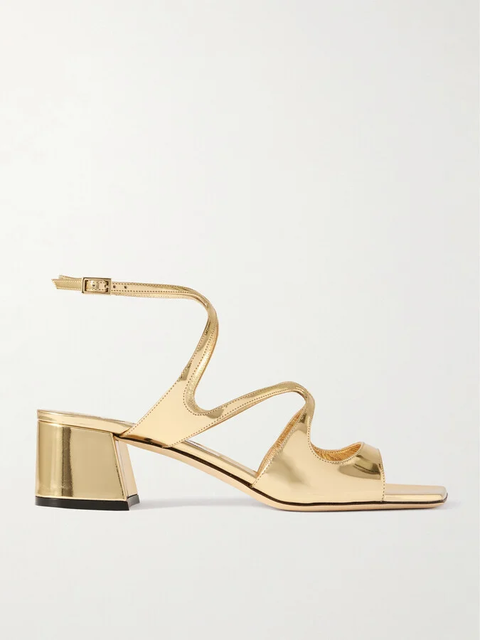 Jimmy Choo - Azilia 45 Mirrored-leather Sandals - Gold