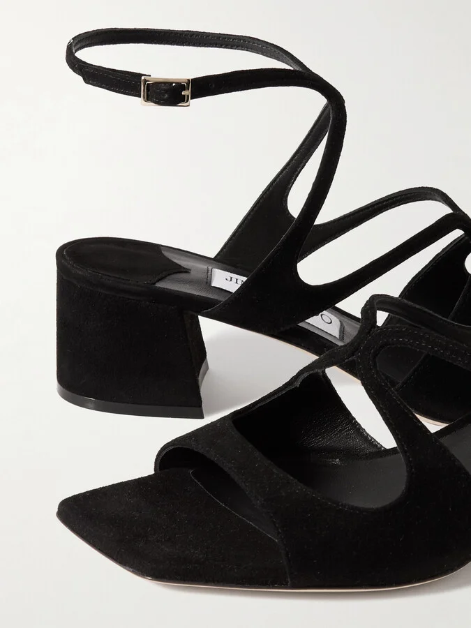 Jimmy Choo - Azilia 45 Suede Sandals - Black - Image 4