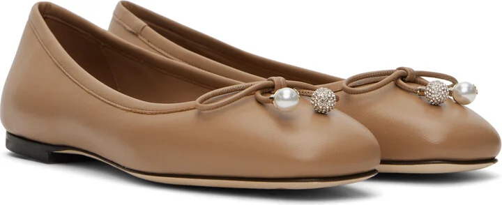 Jimmy Choo Beige Elme Ballerina Flats - Image 4