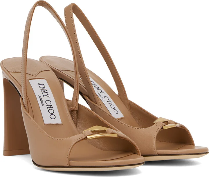 Jimmy Choo Beige Lev 95 Heeled Sandals - Image 4