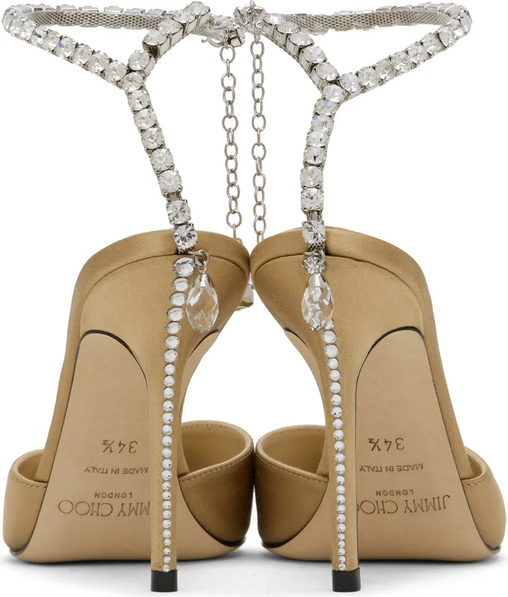 Jimmy Choo Beige Saeda 100 Heels - Image 2