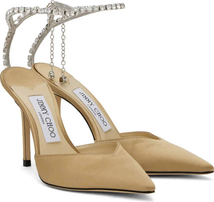 Jimmy Choo Beige Saeda 100 Heels - Image 4