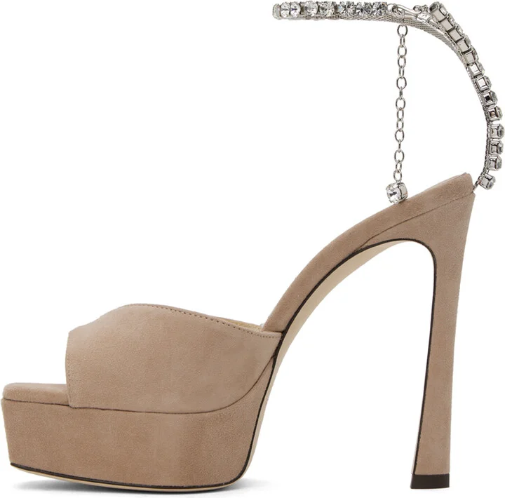Jimmy Choo Beige Saeda 125 Heeled Sandals - Image 3