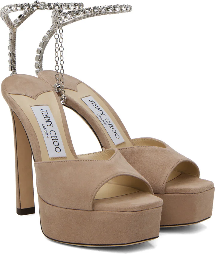 Jimmy Choo Beige Saeda 125 Heeled Sandals - Image 4