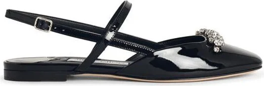 Jimmy Choo 'Belinda Sb Flat' Black Leather Ballet Flats
