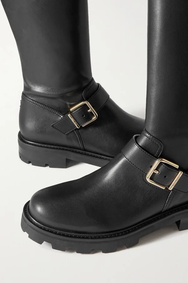 Jimmy Choo - Biker Ii Buckled Leather Over-the-knee Boots - Black - Image 4