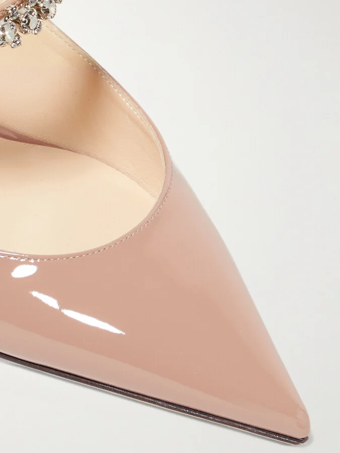 Jimmy Choo - Bing 100 Crystal-embellished Patent-leather Mules - Pink - Image 4