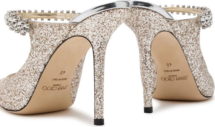 Jimmy Choo Bing 100 Embellished Glittered Mules - Image 4
