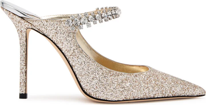 Jimmy Choo Bing 100 Embellished Glittered Mules