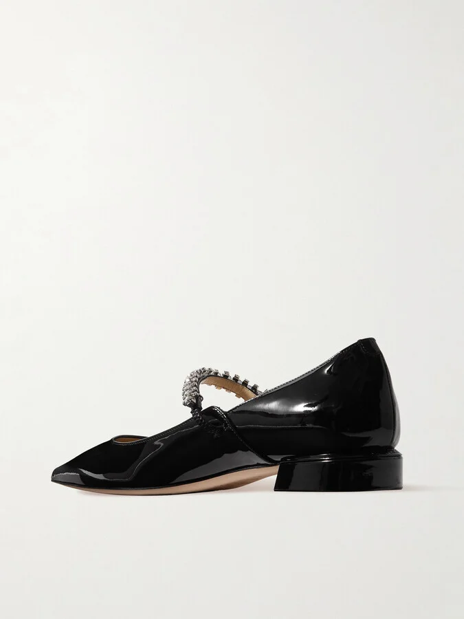 Jimmy Choo - Bing 25 Crystal-embellished Patent-leather Pumps - Black - Image 3
