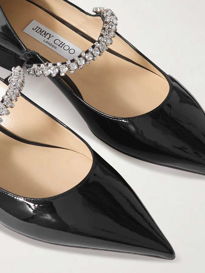 Jimmy Choo - Bing 25 Crystal-embellished Patent-leather Pumps - Black - Image 4