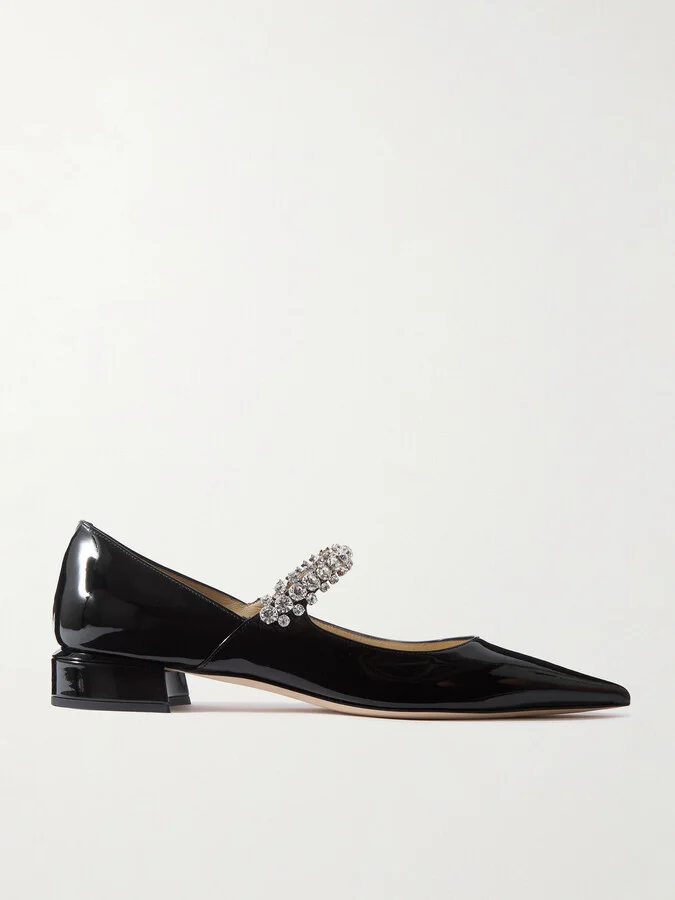 Jimmy Choo - Bing 25 Crystal-embellished Patent-leather Pumps - Black