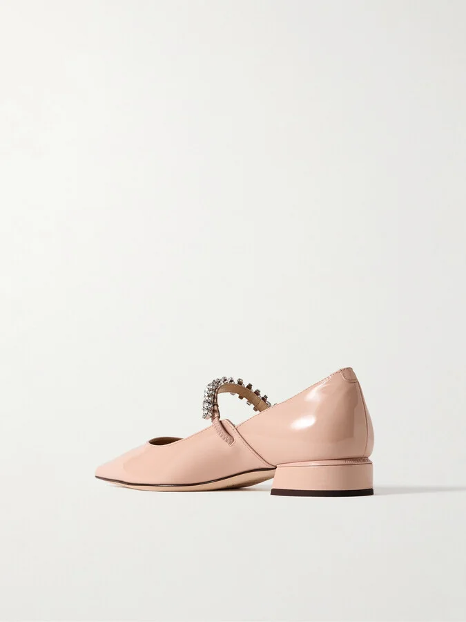 Jimmy Choo - Bing 25 Crystal-embellished Patent-leather Pumps - Neutrals - Image 3