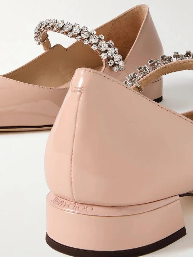 Jimmy Choo - Bing 25 Crystal-embellished Patent-leather Pumps - Neutrals - Image 4